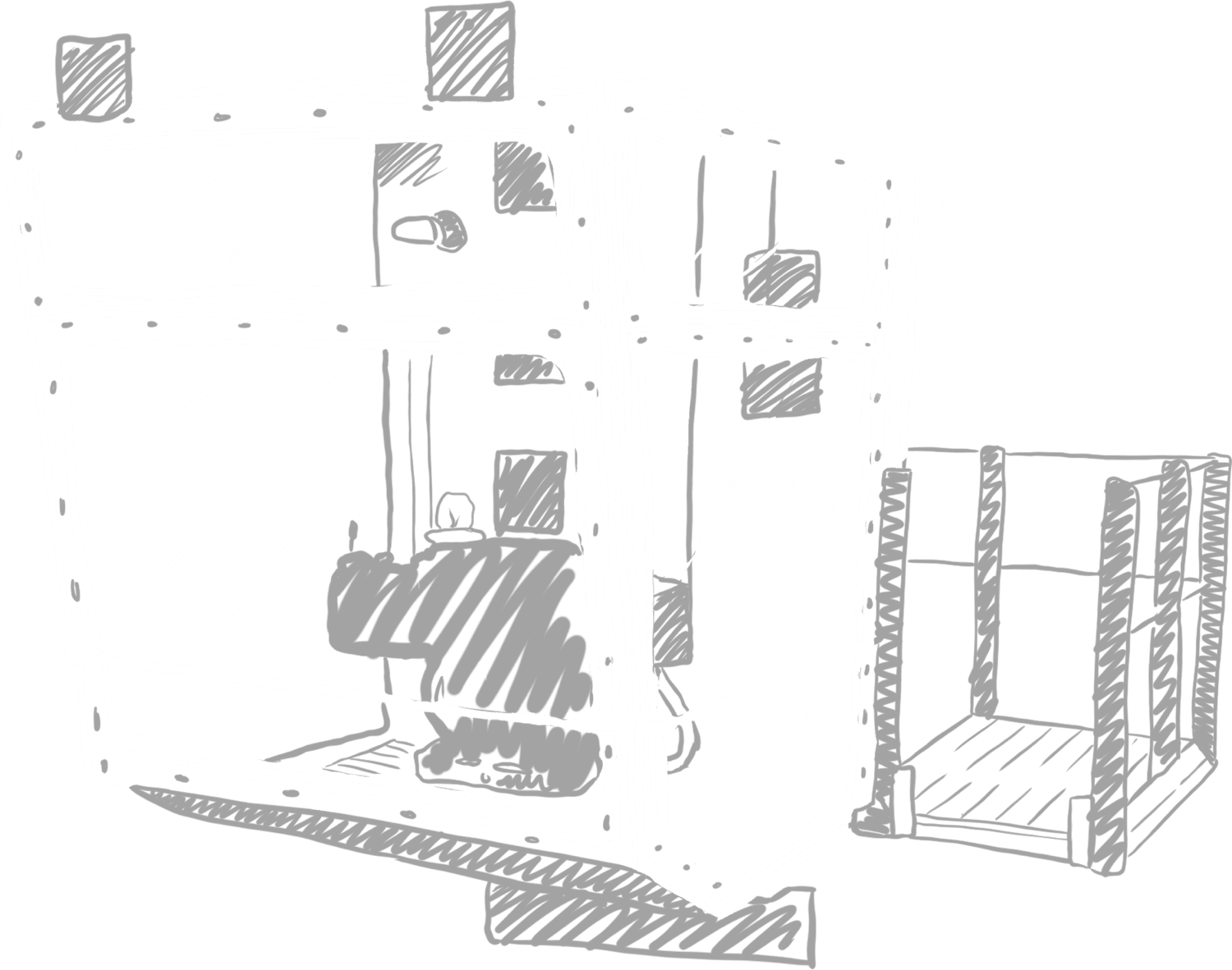 Sketch of overhead crane cab