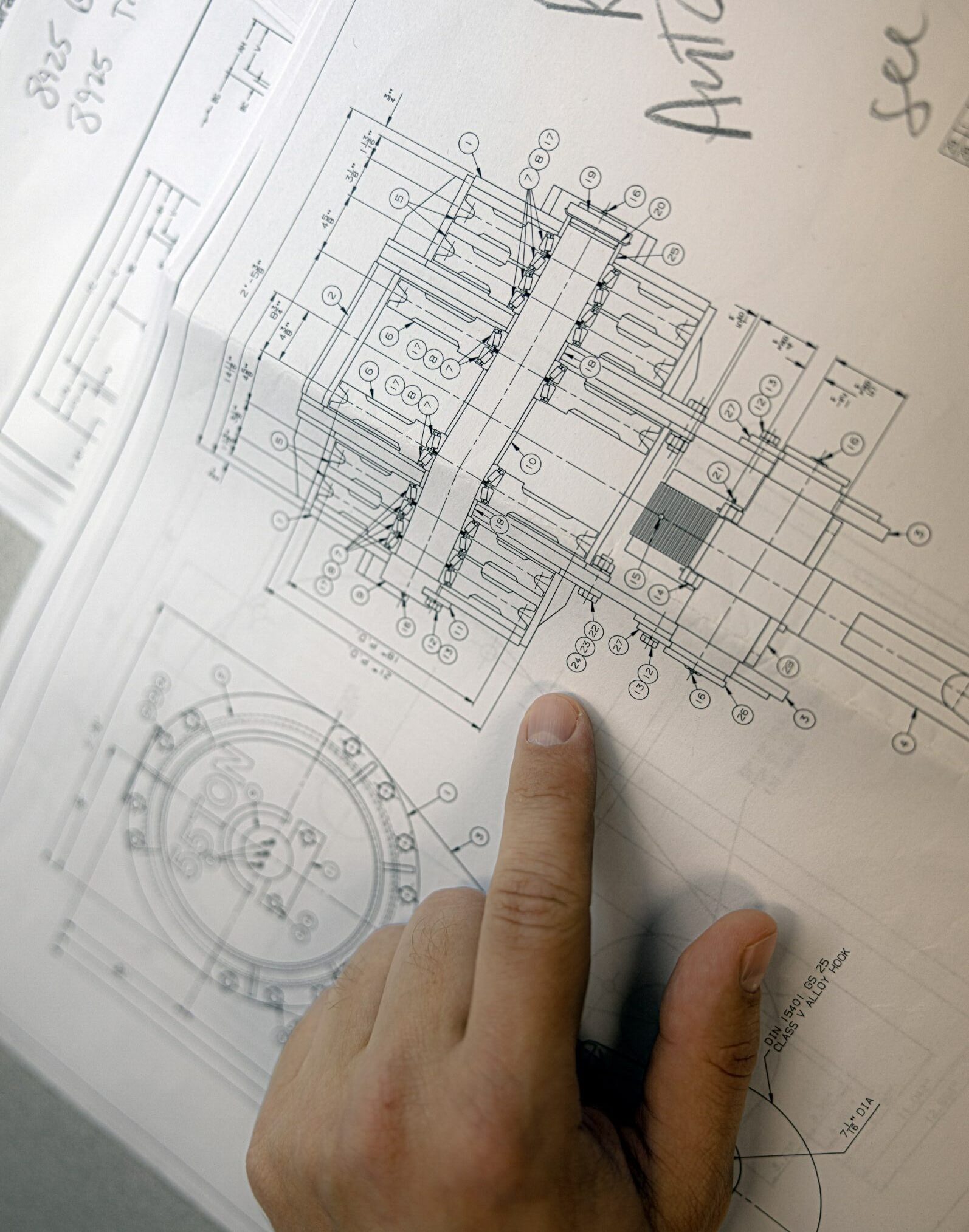 Engineer examining a Zenar carne blueprint or schematic