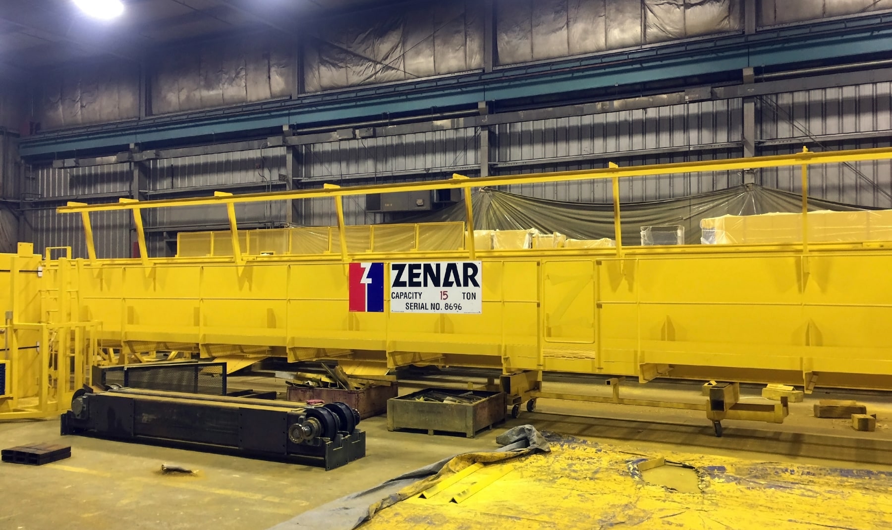 Zenar overhead crane resting on production floor